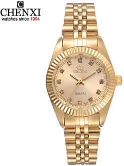 CHENXI Brand Top Luxury Ladies Gold Watch Women Golden Clock Female Women Dress Rhinestone Quartz Waterproof Watches Feminine
