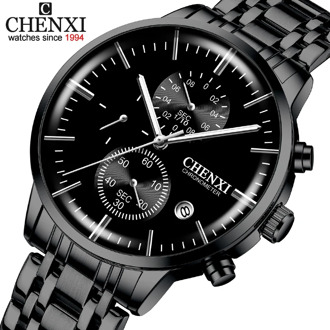 CHENXI Fashion Stainless Steel Men Watch Top Brand Luxury Sport Waterproof Quartz Wrist Watch Chronograph Date Clock Men Watches