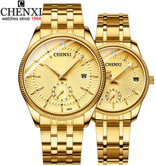 CHENXI Gold Wrist Watch Men Watches Lady Top Brand Luxury Quartz Wristwatch For Lover's Fashion Dress Clock Relogio Masculino