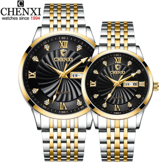 CHENXI New Couple Watches Luxury Brand Women or Men Watches Quartz Date week Clock Wristwatches Female Waterproof Montre Femme