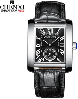 CHENXI New Fashion Square Dial Men Watches Analog Quartz Wristwatches Mens Leather Waterproof Date Chronograph montre homme