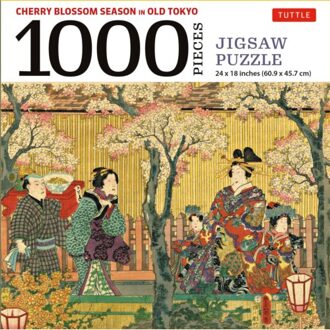 Cherry Blossom Season In Old Tokyo- 1000 Piece Jigsaw Puzzle: Woodblock Print By Utagawa Kunisada - Tuttle Studio