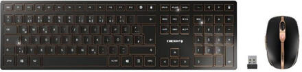 CHERRY DW 9000 SLIM - Toetsenbord en muis set - draadloos - 2.4 GHz, Bluetooth 4.0 - zwart, brons