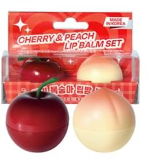 Cherry & Peach Lip Balm Set 2 pcs