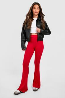 Cherry Red High Waist Basic Fit & Flare Trouser, Cherry - 10