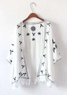 Cheshanf Borduren Kimono Vest Vrouwen Casual Losse Vintage Vest Dames Meisjes Wit Zwart Rood Zomer Vest