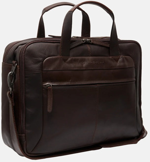 Chesterfield "Chesterfield Ryan Laptop Schoudertas Large 17"" Brown" Bruin