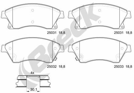 Chevrolet Remblokkenset, schijfrem 250310070100