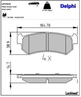 Chevrolet Remblokkenset, schijfrem LP1910