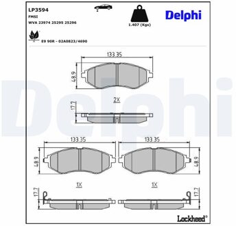Chevrolet Remblokkenset, schijfrem LP3594