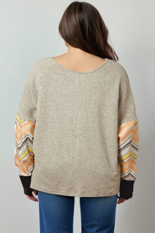 Chevronsleeve Relaxed Pullover Trui Bruin