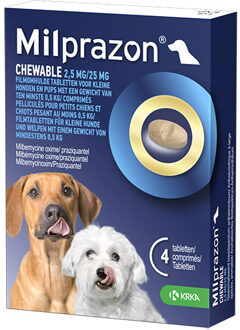 Chewable 2,5 mg / 25 mg pup en kleine hond 12 tabletten