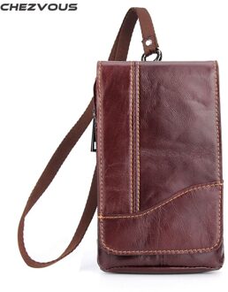 CHEZVOUS 6.3 ''Lederen Kleine Riem Bag Mannen Mobiele Telefoon Tas Case voor iPhone/Samsung/Huawei/Xiaomi/Nokia met Nekkoord Universele