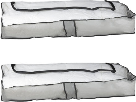 CHI HI opbergtas/beschermhoes beddengoed/kleding - 2x - voor onder bed - 102 x 45 x 15 cm - Opberghoezen Grijs