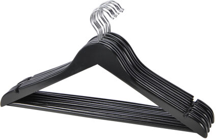 CHI Kledinghangers - 5x - zwart - houten - 45 cm - kleerhangers - Kledinghangers