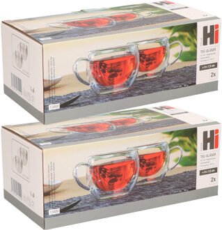 CHI Set van 4x stuks dubbelwandige theeglazen/koffieglazen 250 ml - Koffie- en theeglazen Transparant