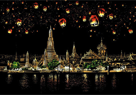 Chiangmai Night Scene Diy Scratch Schilderijen Art Tekeningen Voor Kids Art Tekeningen Kind Educatief Speelgoed