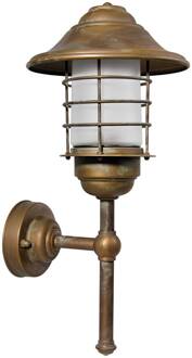 Chiara rechte buitenwandlamp - zeewaterbestendig messing antiek koper, wit opaal