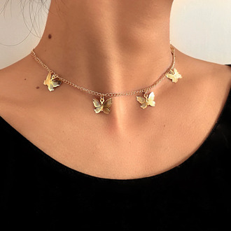Chic Butterfly Choker Necklace For Women Gold Silver Chain Statement Collar Female Chocker Best Shining Jewelry Party 2020 New
