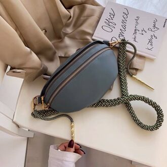 Chic Geweven Band Voor Vrouwen Meisje Mini Snoep Kleuren Sling Tassen Zacht Schouder Crossbody Tas grijs-blauw