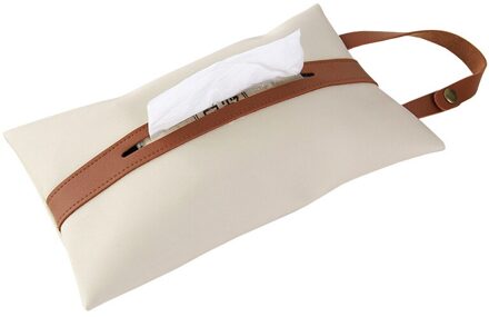 Chic Hangable Tissue Case Box Pu Leather Home Auto Handdoek Servet Papers Dispenser Houder Box Case Decoratie Woonkamer Beige