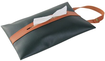 Chic Hangable Tissue Case Box Pu Leather Home Auto Handdoek Servet Papers Dispenser Houder Box Case Decoratie Woonkamer donker groen