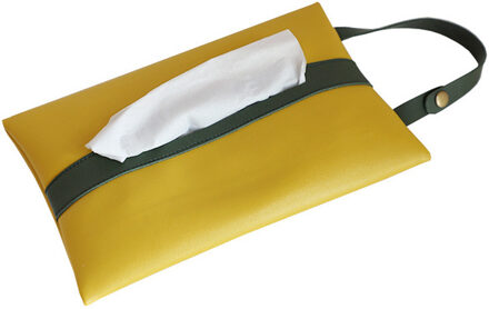 Chic Hangable Tissue Case Box Pu Leather Home Auto Handdoek Servet Papers Dispenser Houder Box Case Decoratie Woonkamer geel