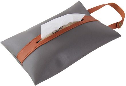 Chic Hangable Tissue Case Box Pu Leather Home Auto Handdoek Servet Papers Dispenser Houder Box Case Decoratie Woonkamer grijs