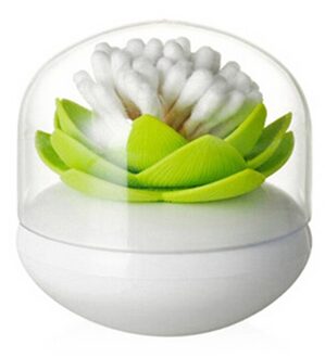 Chic Lotus Bloem Katoenen Bud Houder Tandenstoker Case Wattenstaafje Doos Huisinrichting groen