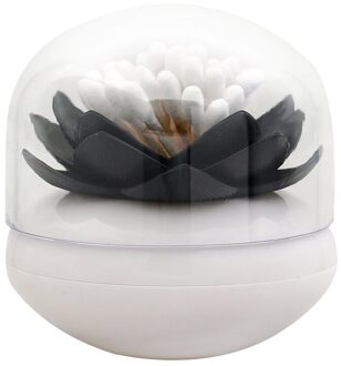 Chic Lotus Bloem Katoenen Bud Houder Tandenstoker Case Wattenstaafje Doos Huisinrichting zwart