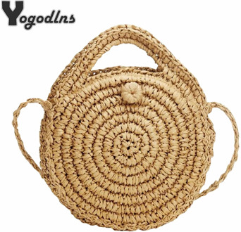 Chic Rattan Summer Bags Ladies Handbag Straw Knitting Beach Bag Women Shoulder Bags Female Circle Messenger Bag Travel Totes