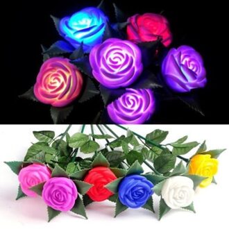 Chic Rose Led Verlichting Bloem Lamp Tuin Yard Outdoor Path Gazon Power Decoratie Romantisch Cadeau Voor Liefhebbers geel
