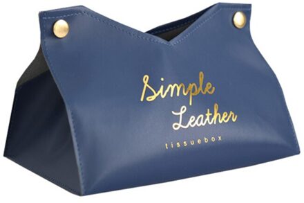 Chic Simple Pu Leather Cover Tissue Doos Desktop Servet Pompen Papier Houder Opslag Container Papers Dispenser Thuis Organizer blauw