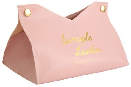 Chic Simple Pu Leather Cover Tissue Doos Desktop Servet Pompen Papier Houder Opslag Container Papers Dispenser Thuis Organizer roze