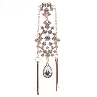 Chic Vrouwen Lady Elastische Crystal Rhinestone Head Chain Sieraden Hoofdband Haarband Haarband Accessoires zilver verguld