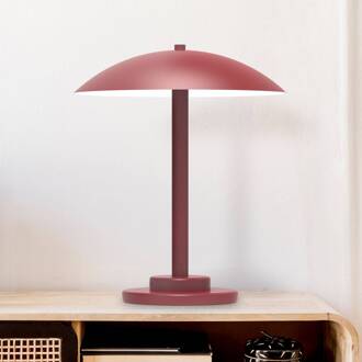 Chicago tafellamp, ronde kap, rood bordeauxrood, wit