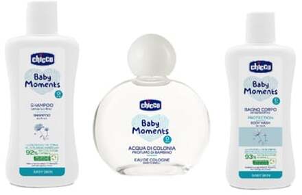 Chicco baby moments Set 1 douchegel 200 ml, shampoo 200 ml, eau de Cologne 100 ml