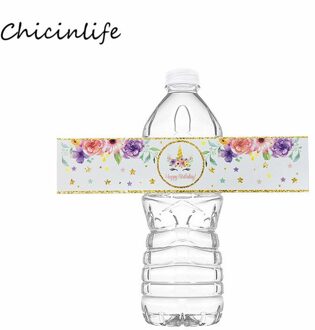Chicinlife 12 pcs Eenhoorn Water Fles Wraps Eenhoorn Partij Decoratie Fles Water Stickers Verjaardagslevering Fluorescentie Geel