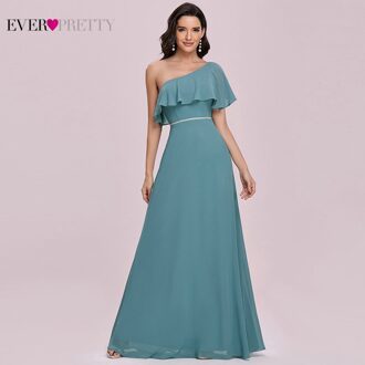 Chiffon Bruidsmeisje Jurken Ever Pretty Een Lijn Een Schouder Party Wedding Lange Jurk Vrouwen Bruidsmeisje Jurken ES00124 16