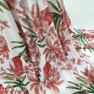 Chiffon jurk shirt stof mooie bloem gedrukt materiaal zacht ademend sjaal DIY craft stof wit