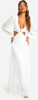 Chiffon Maxi-Jurk Met Parelversiering, White - 44