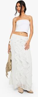 Chiffon Maxirok Met Ruches, Ivory - 36