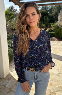 Chiffon Ruffle Blouse Bloem Multicolor