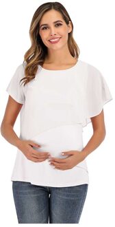 Chiffon Stiksels Korte Mouw Verpleging Tops Korte Mouwen V-hals Tuniek Shirts Verpleging Tops Voor Borstvoeding Pregant XL