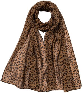 Chiffon Zijde Vrouwen Luipaard Print Zachte Sjaal Lente Airconditioning Sjaals Hijab Lady Sjaal Mooie Strandlaken koffie