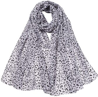 Chiffon Zijde Vrouwen Luipaard Print Zachte Sjaal Lente Airconditioning Sjaals Hijab Lady Sjaal Mooie Strandlaken wit