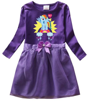 Child Girl Spring Autumn My Little Pony Dress Pink Blue Rose-Red Purple Cartoon Cotton Baby Princess Cute Dress Mesh Dress