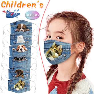 Child mask Imitation jeans bag shape animal print Face Mask Breathable Cycling Mask bandana funda mascarilla Cotton Soft maske