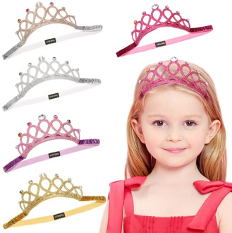 Child Rhinestones Princess Headband Elastic Hair Crown Tiara Baby Accessories Hair Band Accessory Party Gift Hair Jewelr Bebe
