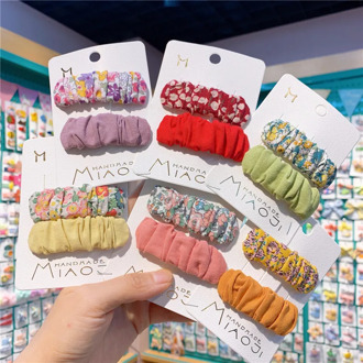 Children Candy Color Hair Pins Baby Girls Flowers Print Hair Clips Kids Hair Styling Tools Ins Bb Clip Toddlers Barrettes 2pcs